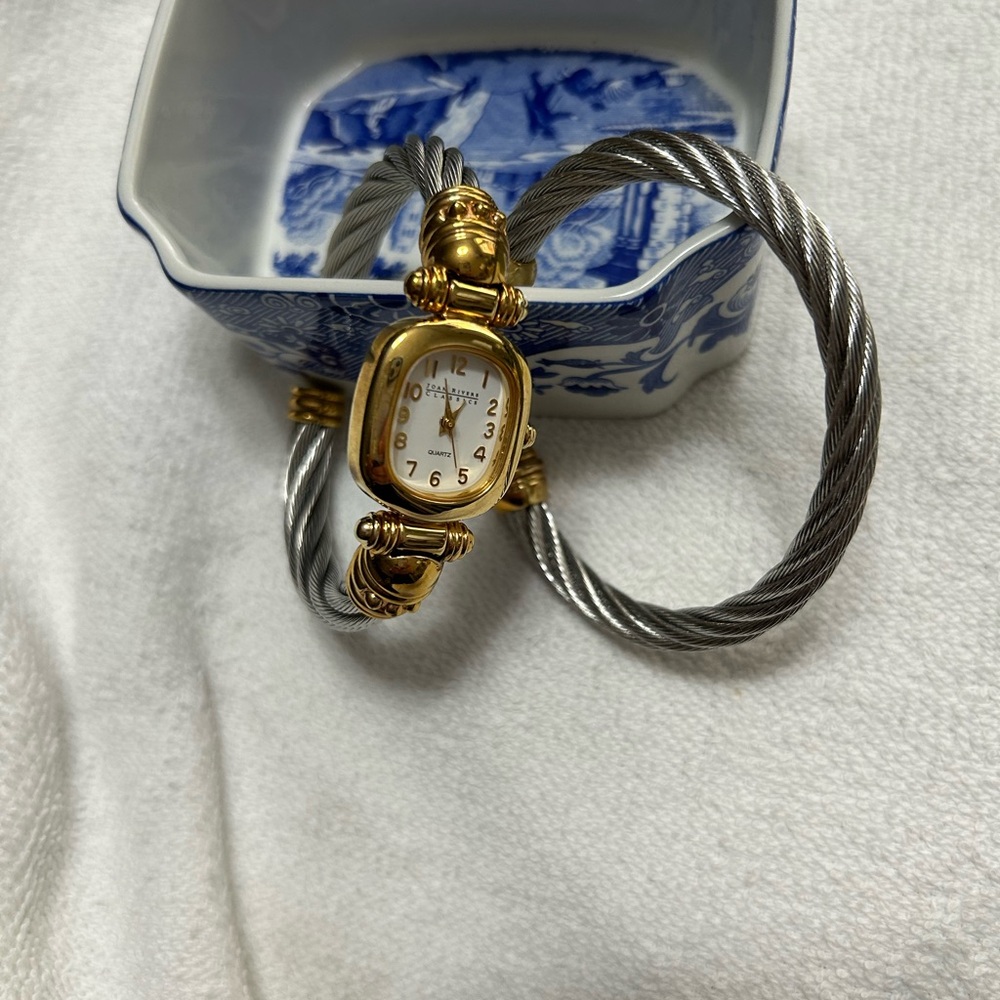 Gold and Silver Cable Bracelet Watch